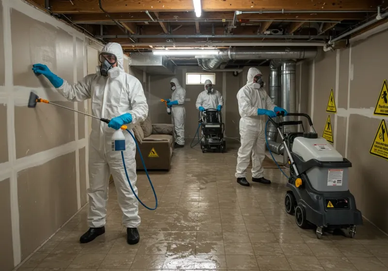 Basement Moisture Removal and Structural Drying process in Rossmoyne, OH